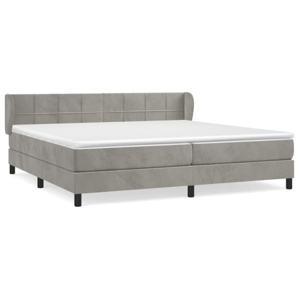 Cama box spring con colchón terciopelo gris claro 200x200 cm