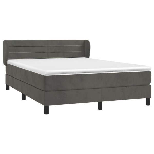 Cama box spring con colchón terciopelo gris oscuro 180x200 cm