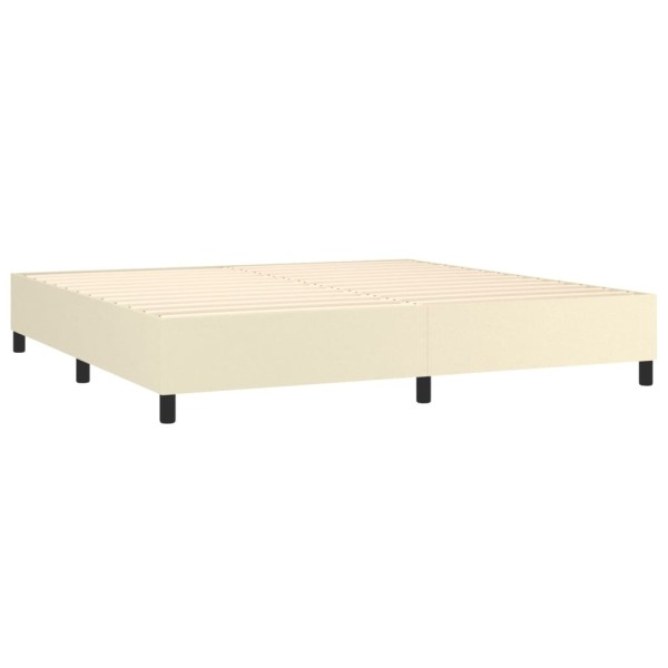 Cama box spring con colchón cuero sintético crema 200x200 cm