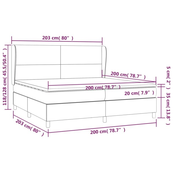 Cama box spring con colchón cuero sintético crema 200x200 cm