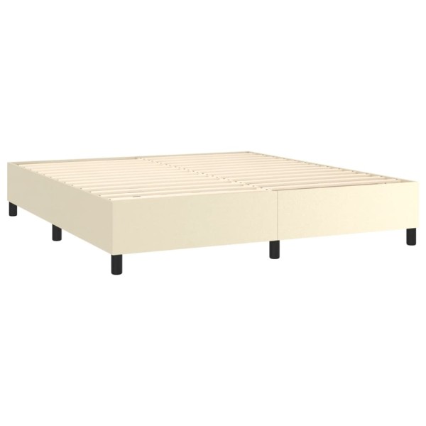 Cama box spring con colchón cuero sintético crema 180x200 cm