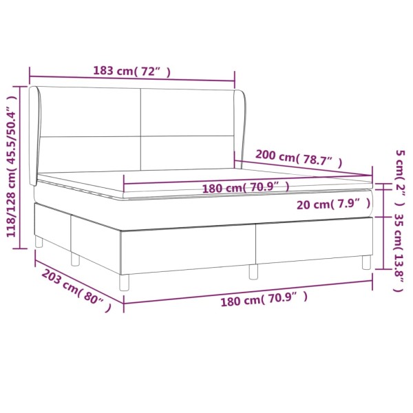 Cama box spring con colchón cuero sintético crema 180x200 cm