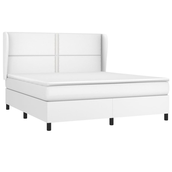 Cama box spring con colchón cuero sintético blanco 180x200 cm