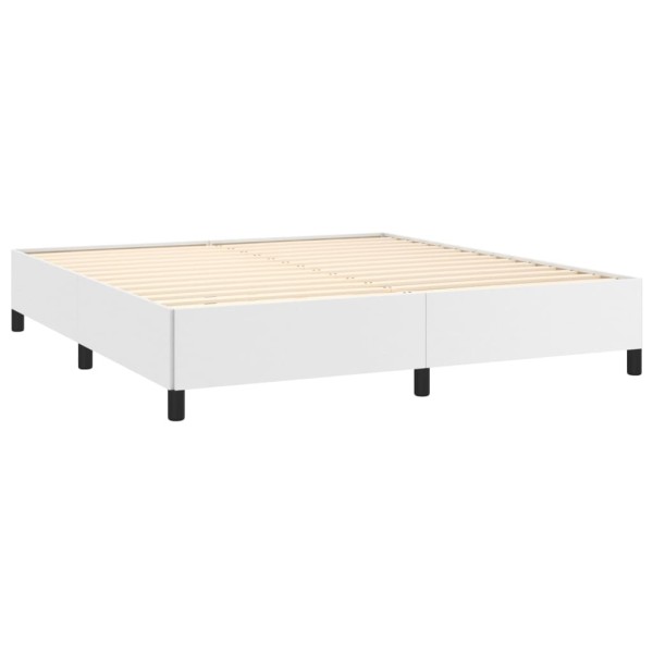 Cama box spring con colchón cuero sintético blanco 180x200 cm