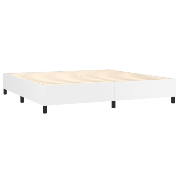 Cama box spring con colchón cuero sintético blanco 200x200 cm