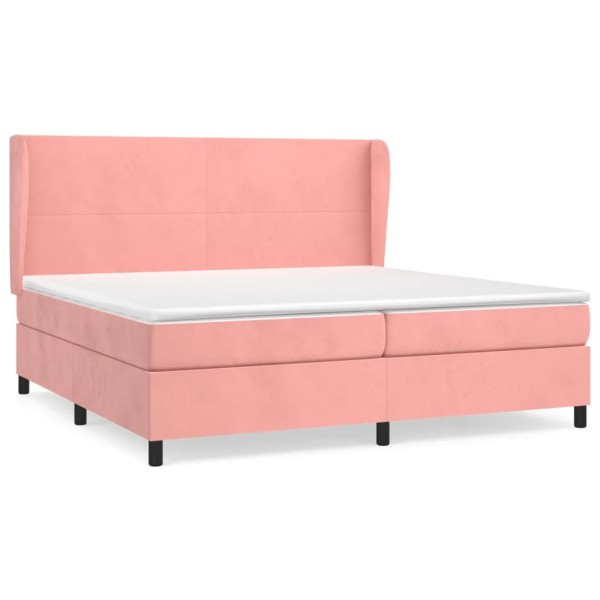 Cama box spring con colchón terciopelo rosa 200x200 cm