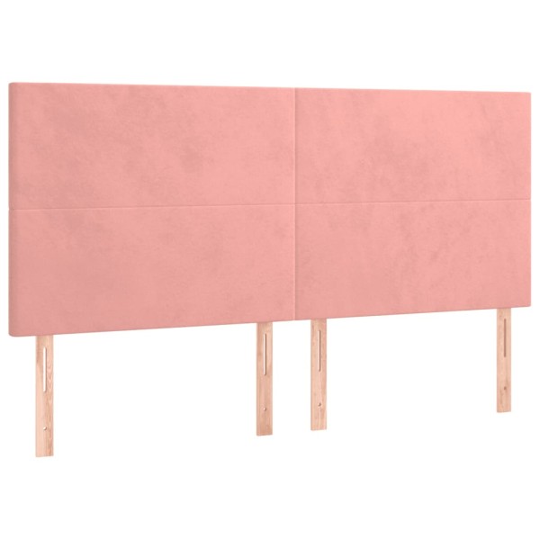 Cama box spring con colchón terciopelo rosa 200x200 cm