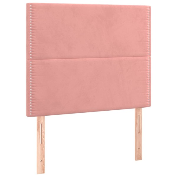 Cama box spring con colchón terciopelo rosa 100x200 cm