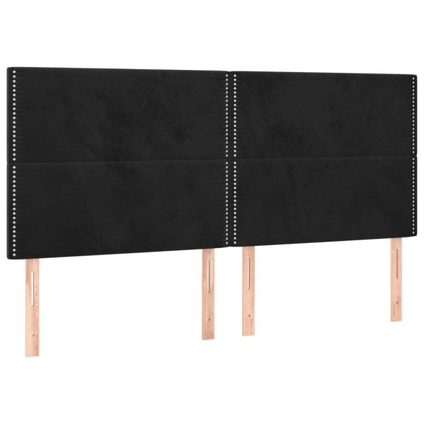 Cama box spring con colchón terciopelo negro 160x200 cm