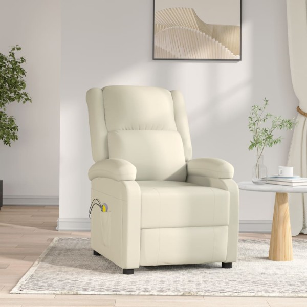 Sillón de masaje eléctrico cuero sintético blanco