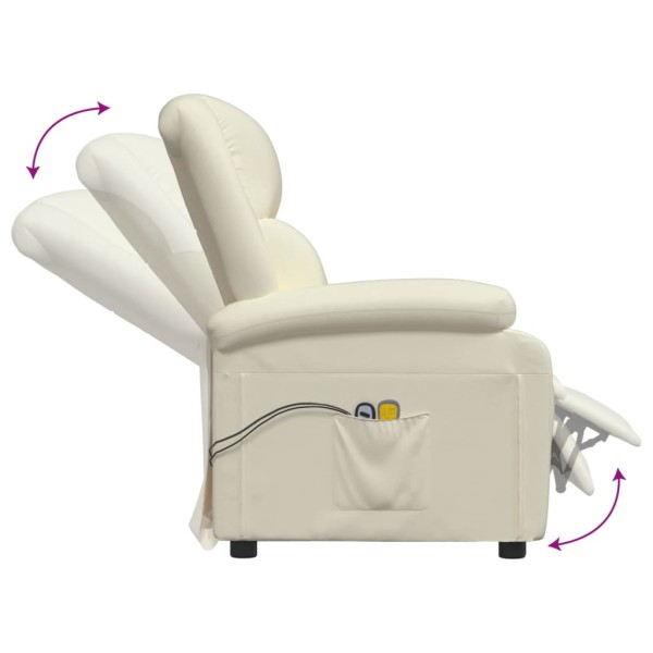 Sillón de masaje eléctrico cuero sintético blanco