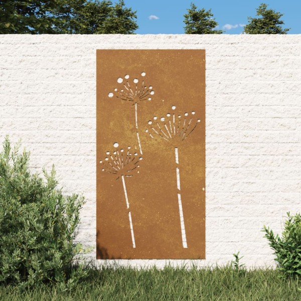 Adorno de pared de jardín acero corten diseño flores 105x55 cm