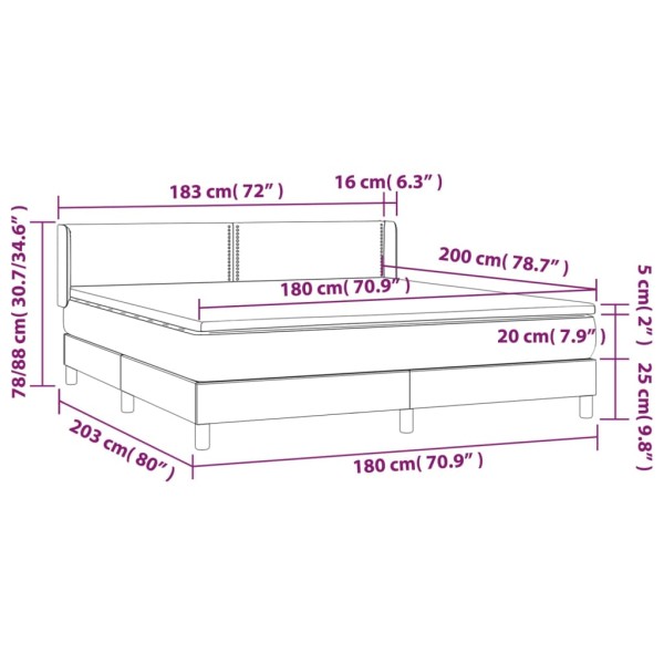 Cama box spring con colchón terciopelo negro 180x200 cm