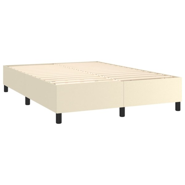 Cama box spring con colchón cuero sintético crema 140x190 cm