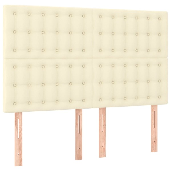 Cama box spring con colchón cuero sintético crema 140x190 cm