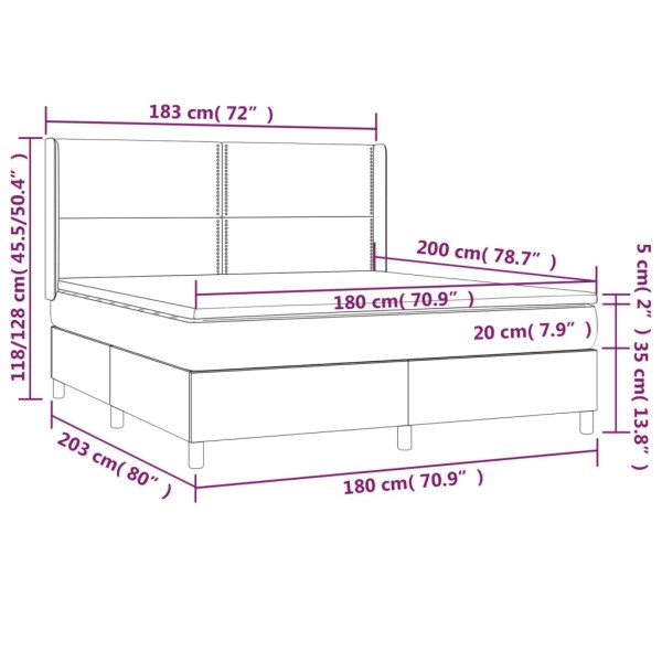 Cama box spring con colchón terciopelo azul oscuro 180x200 cm