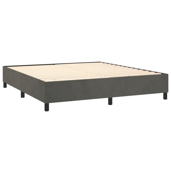 Cama box spring con colchón terciopelo gris oscuro 160x200 cm