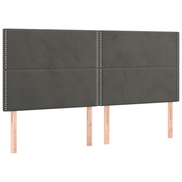 Cama box spring con colchón terciopelo gris oscuro 160x200 cm