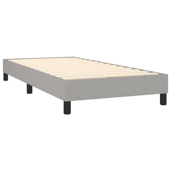 Cama box spring con colchón tela y LED gris claro 100x200 cm