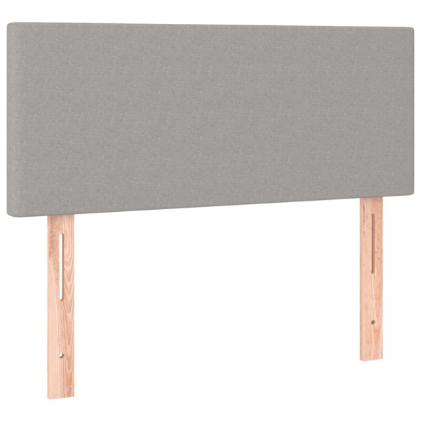 Cama box spring con colchón tela y LED gris claro 100x200 cm