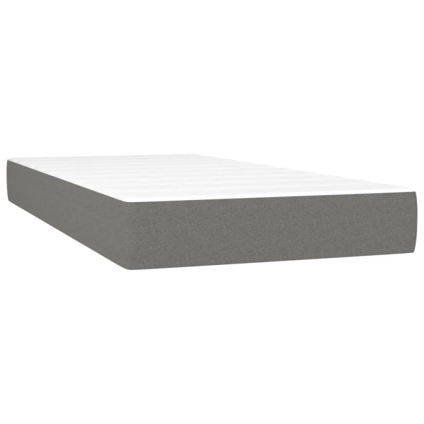 Cama box spring con colchón y LED tela gris oscuro 80x200 cm