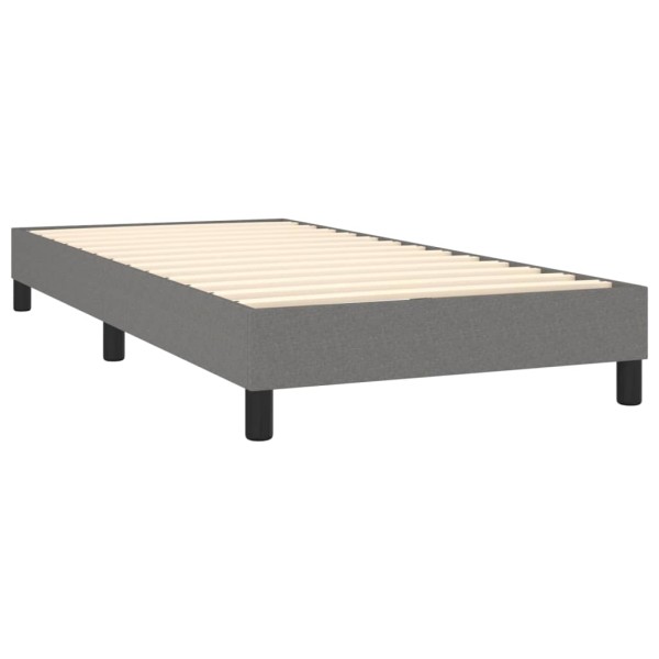 Cama box spring colchón y luces LED tela gris oscuro 80x200 cm