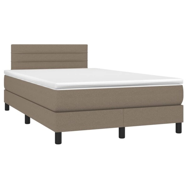 Cama box spring con colchón y LED tela gris taupe 120x200 cm