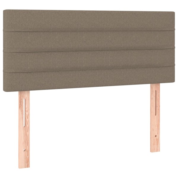 Cama box spring con colchón y LED tela gris taupe 120x200 cm