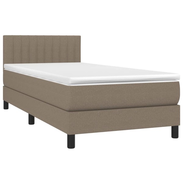 Cama box spring colchón y luces LED gris taupe 80x200 cm