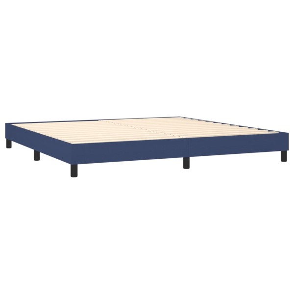 Cama box spring colchón y luces LED tela azul 200x200 cm