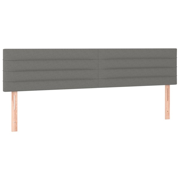 Cama box spring colchón y luces LED tela gris oscuro 160x200 cm