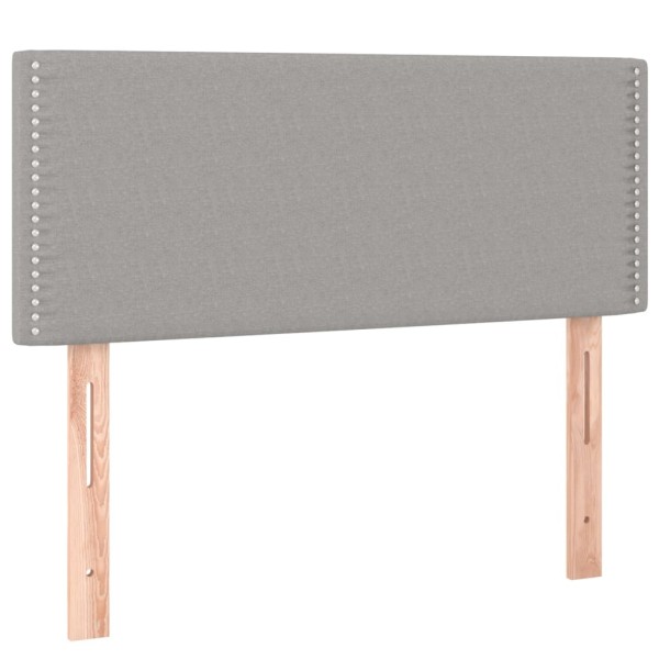 Cama box spring con colchón tela y LED gris claro 80x200 cm