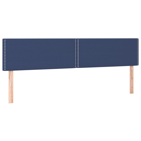 Cama box spring con colchón y LED tela azul 200x200 cm