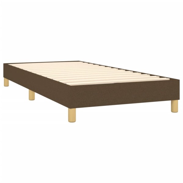 Cama box spring con colchón LED tela marrón oscuro 90x190 cm