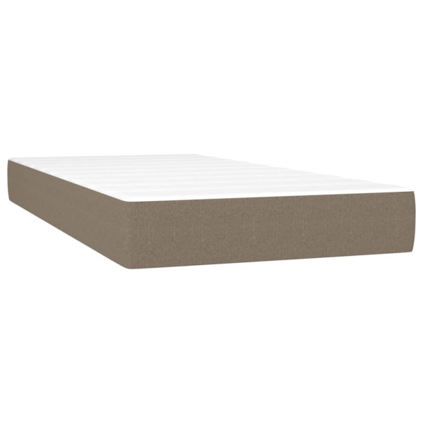 Cama box spring con colchón LED tela gris taupe 90x200 cm