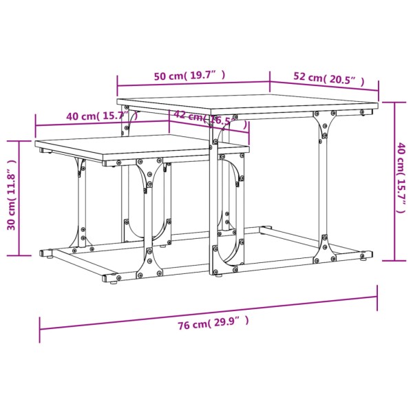 Mesa de centro apilable 2 pzas madera ingeniería gris Sonoma