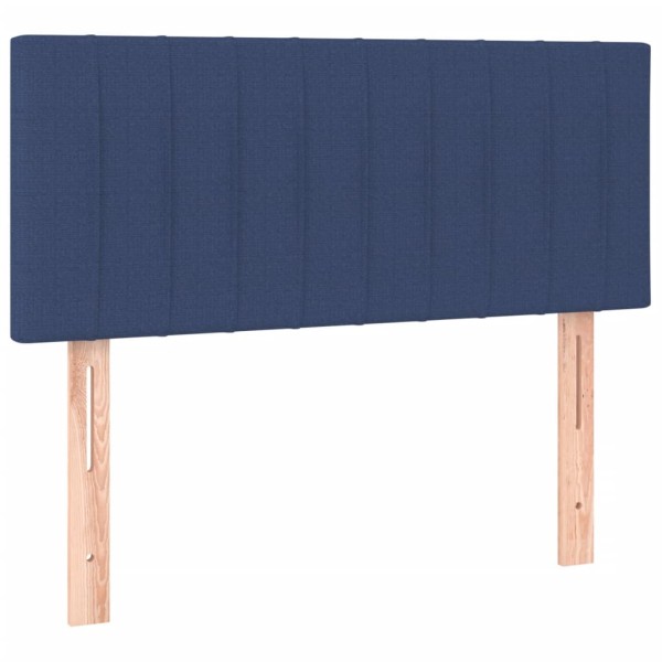 Cama box spring con colchón y LED tela azul 90x200 cm