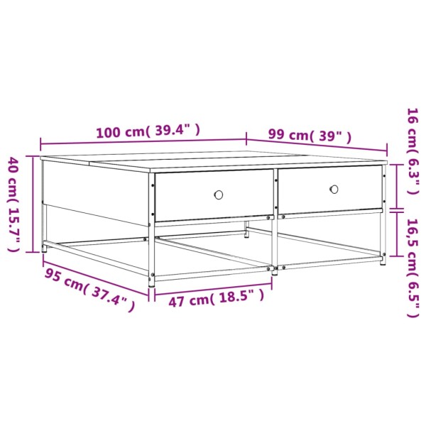 Mesa de centro madera de ingeniería roble Sonoma 100x99x40 cm