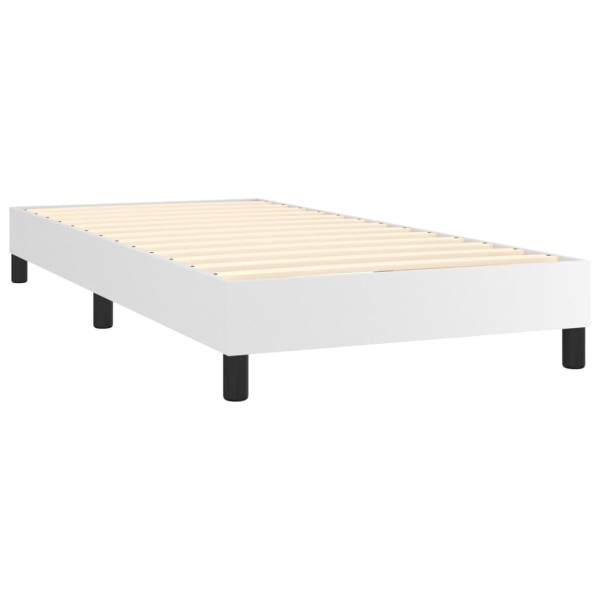 Cama box spring y colchón LED cuero sintético blanco 90x190 cm