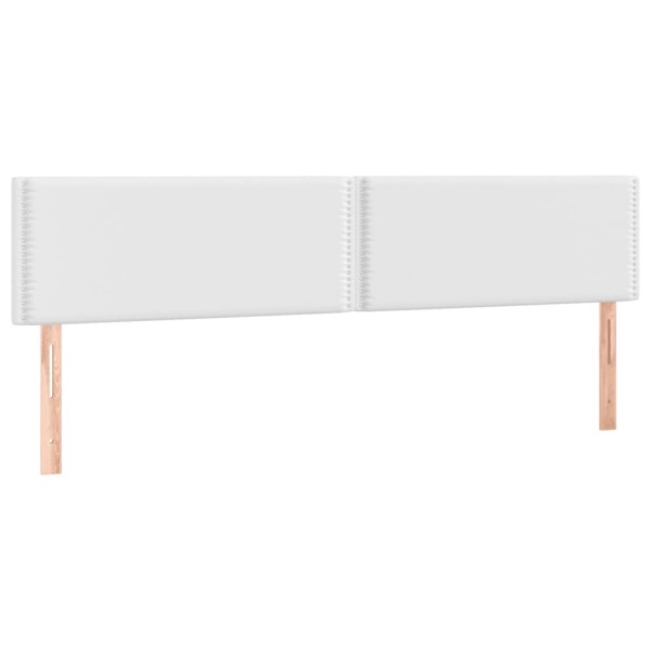 Cama box spring colchón y LED cuero sintético blanco 200x200 cm