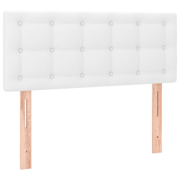 Cama box spring colchón y LED cuero sintético blanco 120x200 cm