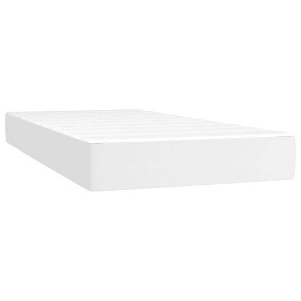 Cama box spring y colchón LED cuero sintético blanco 80x200 cm