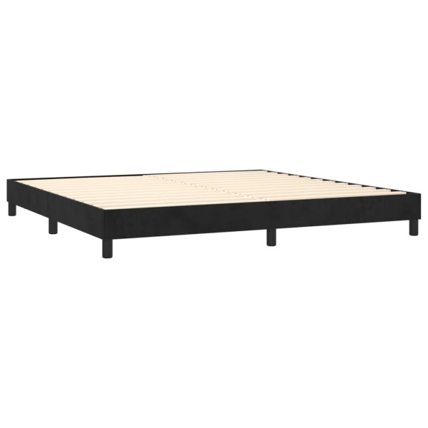 Cama box spring colchón y LED terciopelo negro 200x200 cm