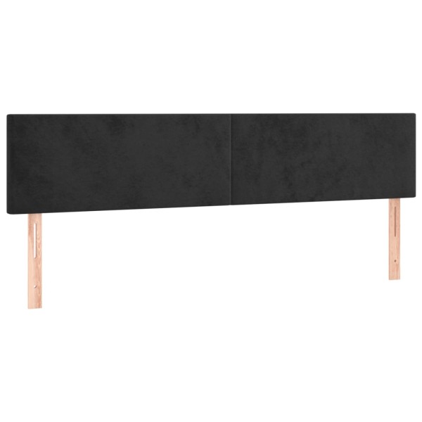 Cama box spring colchón y LED terciopelo negro 200x200 cm