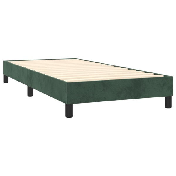 Cama box spring colchón y LED terciopelo verde oscuro 100x200cm