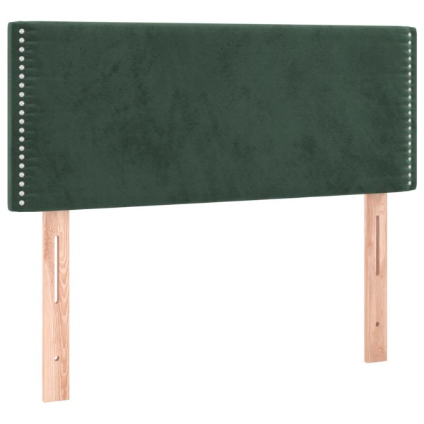 Cama box spring colchón y LED terciopelo verde oscuro 100x200cm