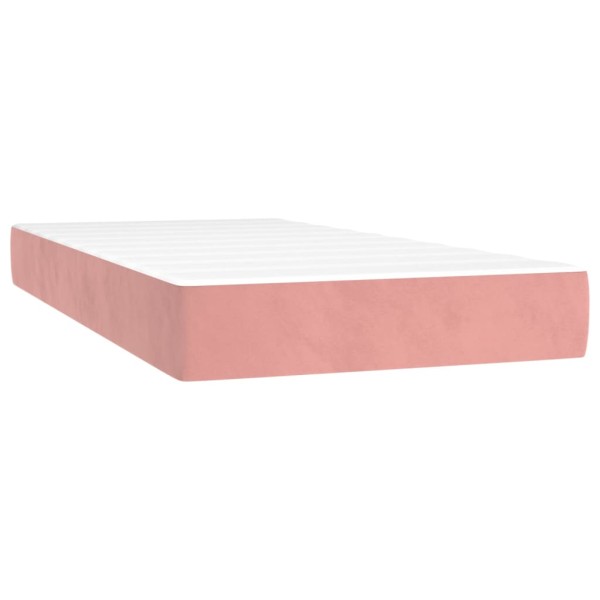 Cama box spring colchón y LED terciopelo rosa 90x200 cm