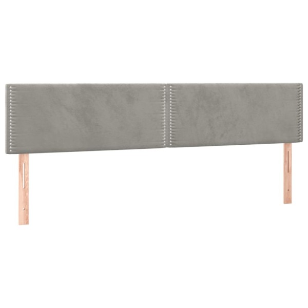 Cama box spring colchón y LED terciopelo gris claro 160x200 cm