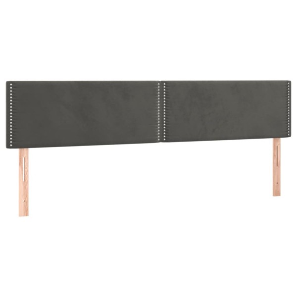 Cama box spring colchón y LED terciopelo gris oscuro 180x200 cm