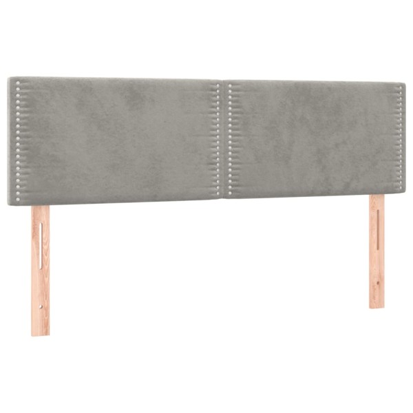 Cama box spring colchón y LED terciopelo gris claro 140x190 cm